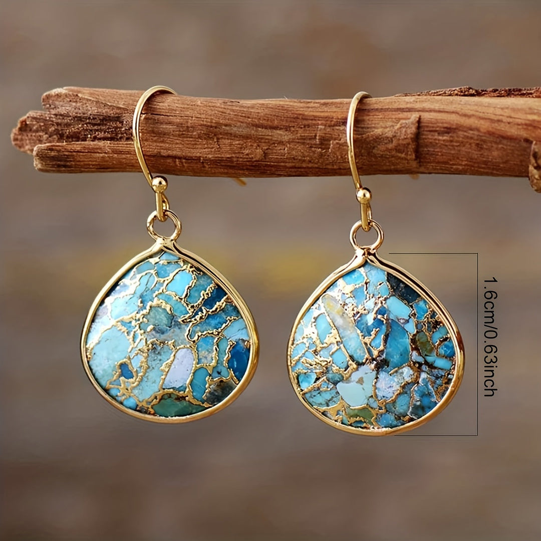 Bohemian Turquoise Mosaic Teardrop Earrings - Elena Harper