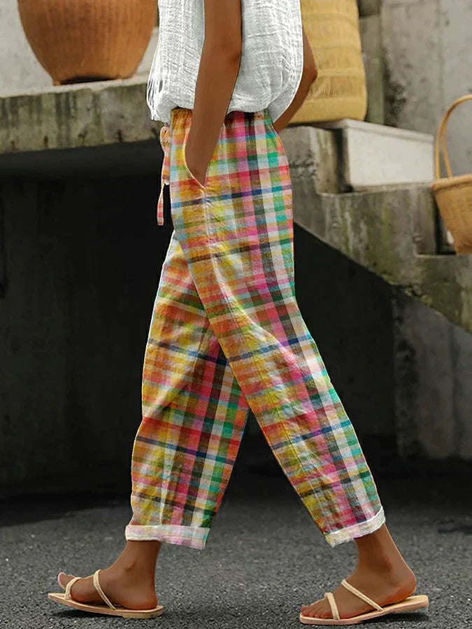 BRIELLE - TRENDY PLAID PANTS