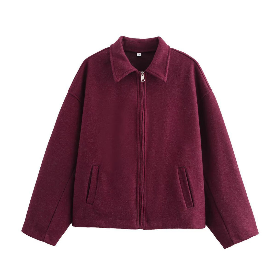 Short Wool Zipper Jacket for Women - Sonia
