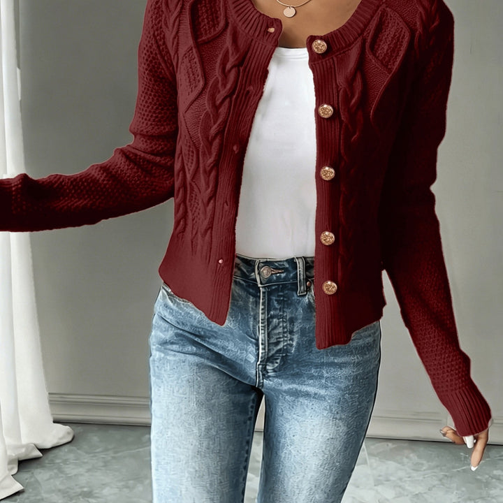 Isabelle - Elegant Twisted Knit Cardigan with Round Neck