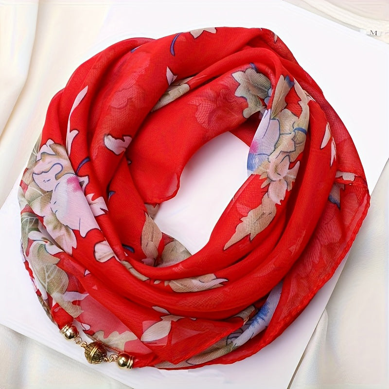 Casual Floral Print Scarf