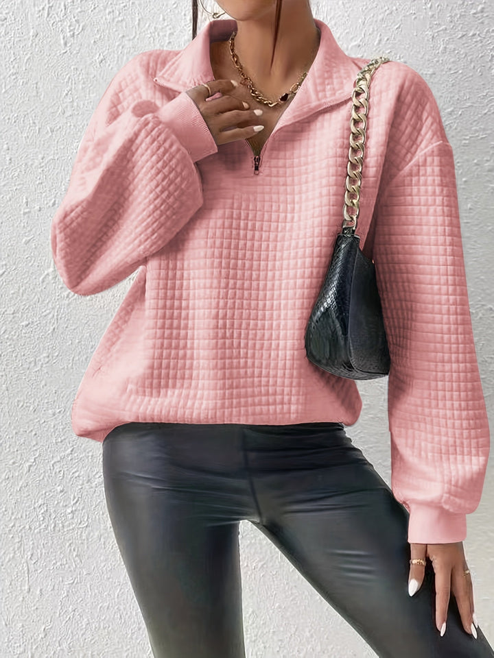 Adelina | Women's Quarter-Zip Textured Sweater with Relaxed Cut