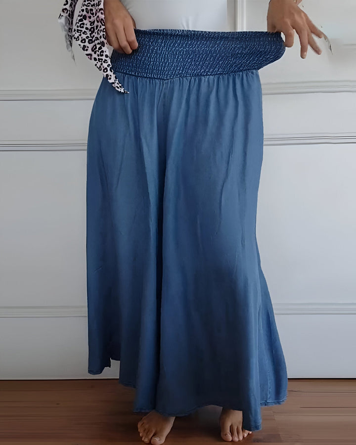 Women's Flowy Smocked Maxi Skirt with Pockets - Effortless Style