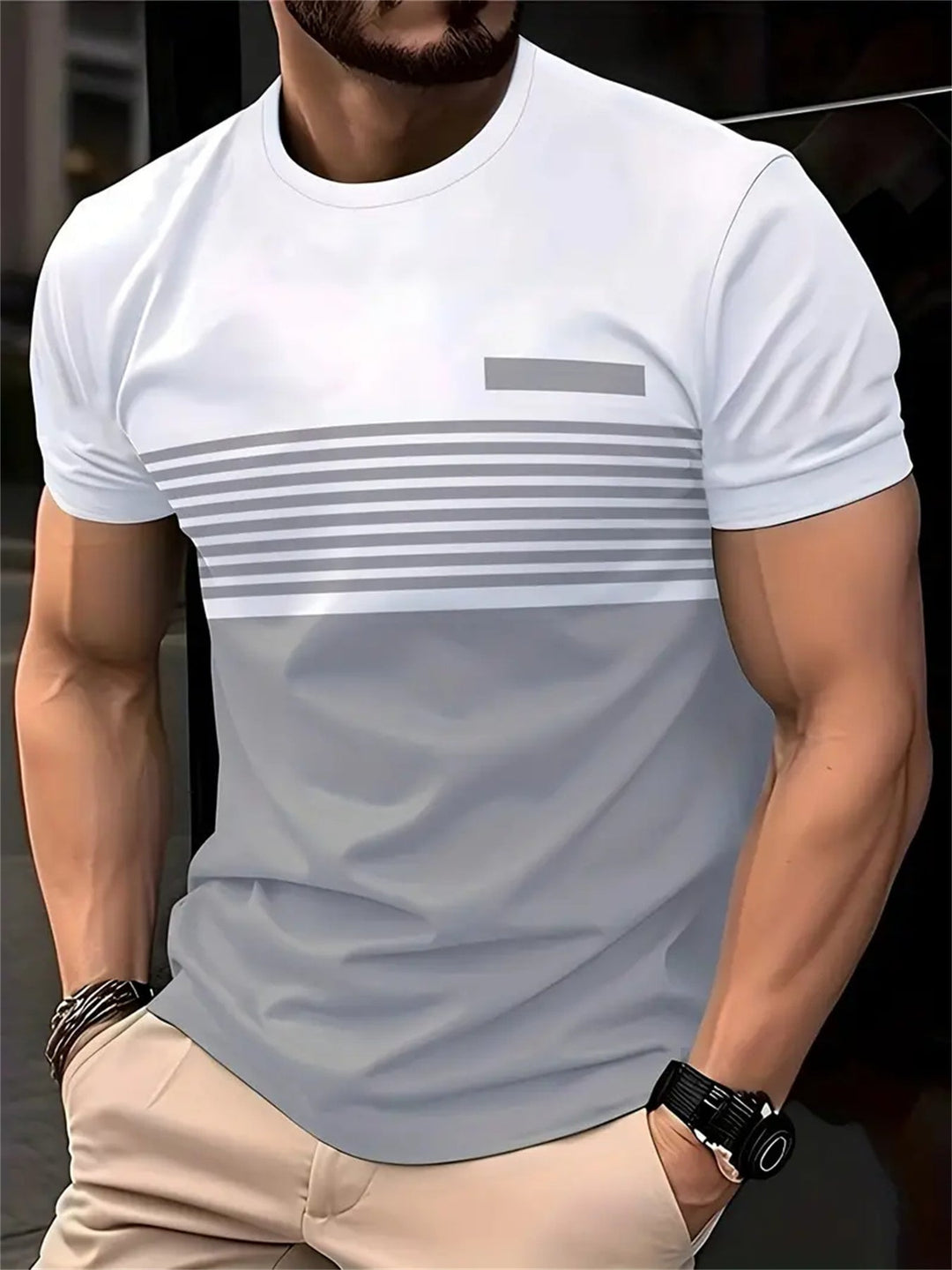 ELENA HARPER™  |  ASYMMETRICAL STRIPED SHIRT FOR MEN
