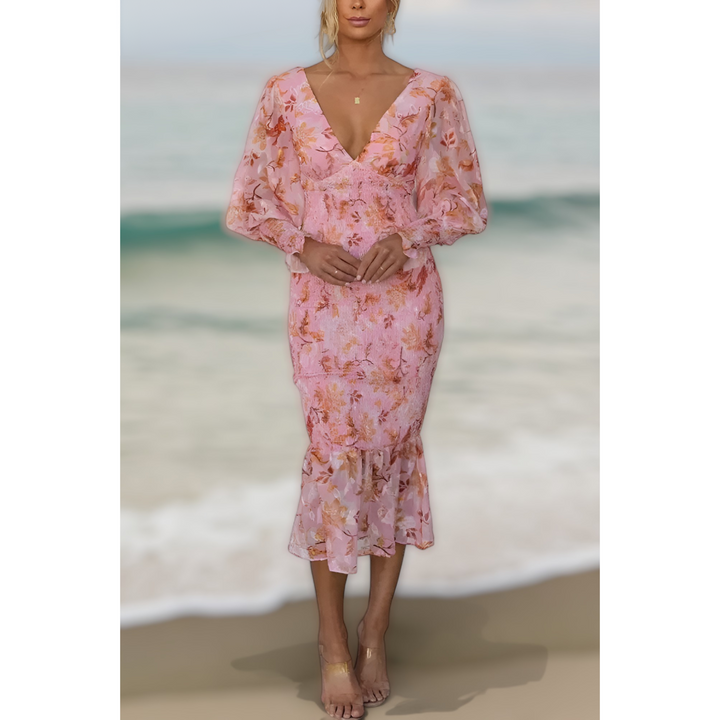 Melissa - Floral Ruffle Midi Dress