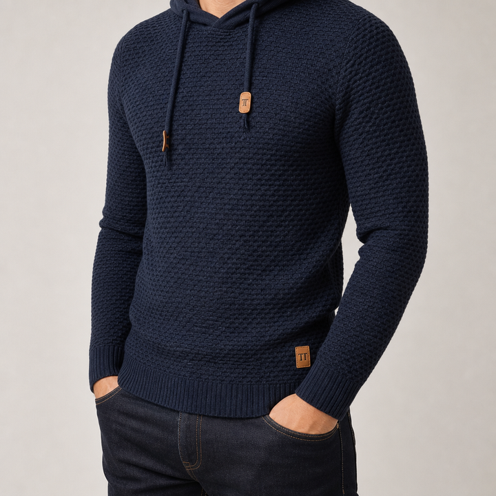 Bormio Basket-Weave Pullover Hoodie, view 8 - Elena Harper
