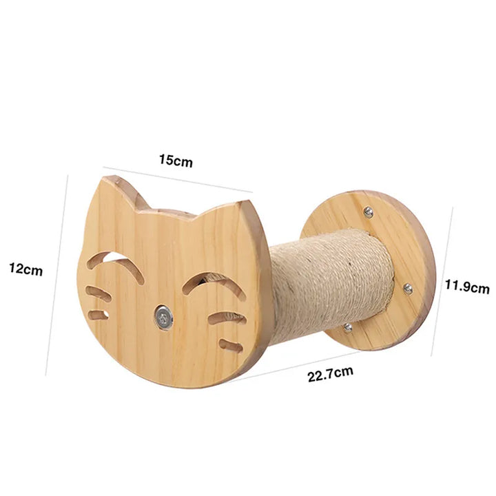 Cat's Wall-Mounted Wood Scratching Board & Cozy Rest Spot