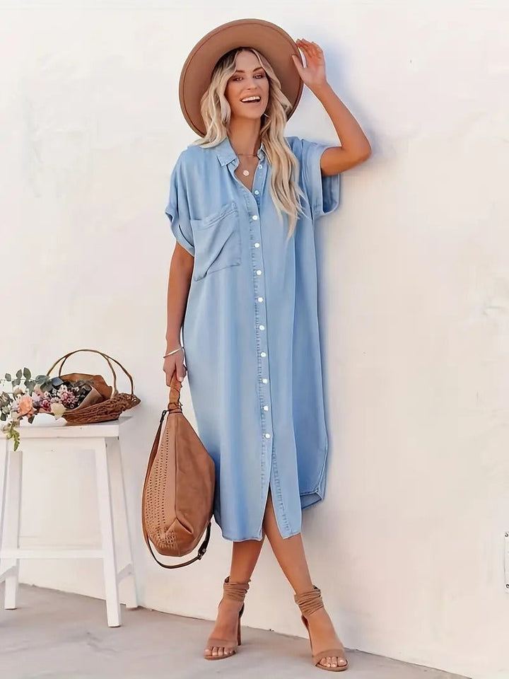 Samira-Shirt dress with fixed pockets - Elena Harper