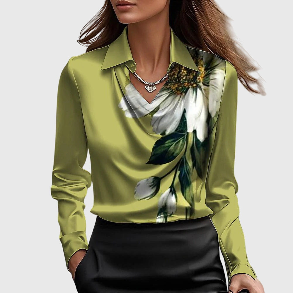 Elegant Luxe Women's Blouse with Long Sleeves, view 7 - Elena Harper