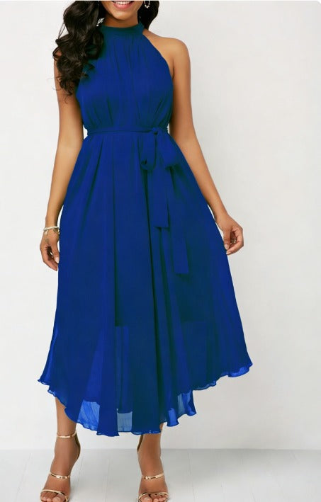 Lilah Elegant Dress with Flared Hem, view 2 - Elena Harper