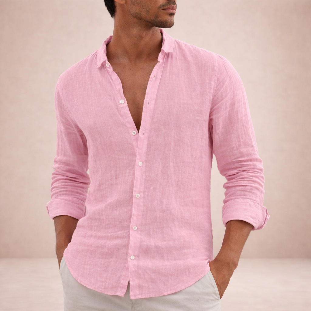 ELENA HARPER™  |  OPEN COLLAR LINEN SHIRT FOR MEN