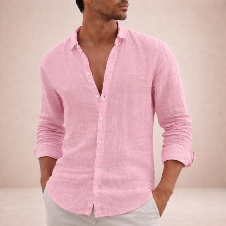ELENA HARPER™  |  OPEN COLLAR LINEN SHIRT FOR MEN