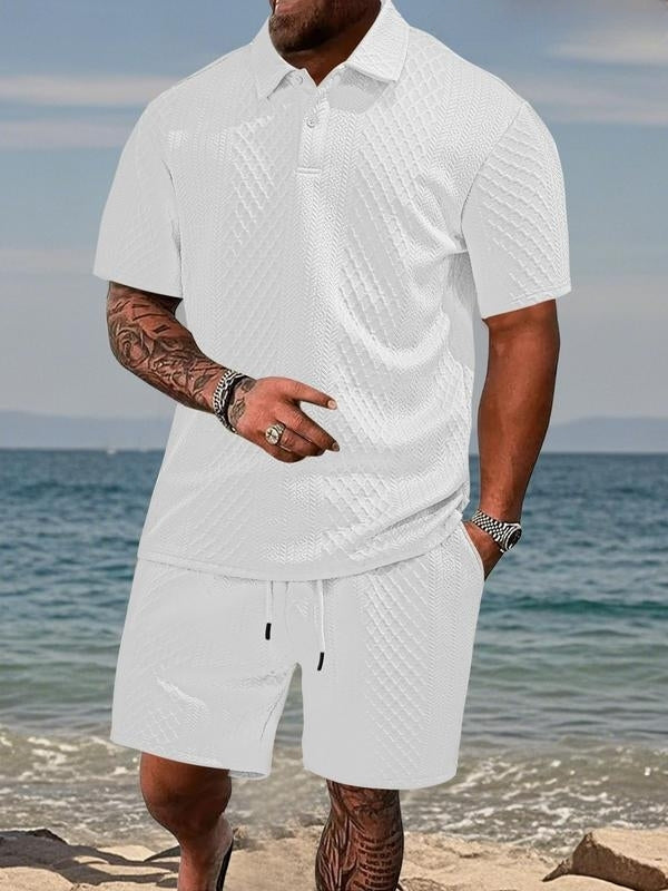 Textured Knit Summer Set for Men - Elena Harper