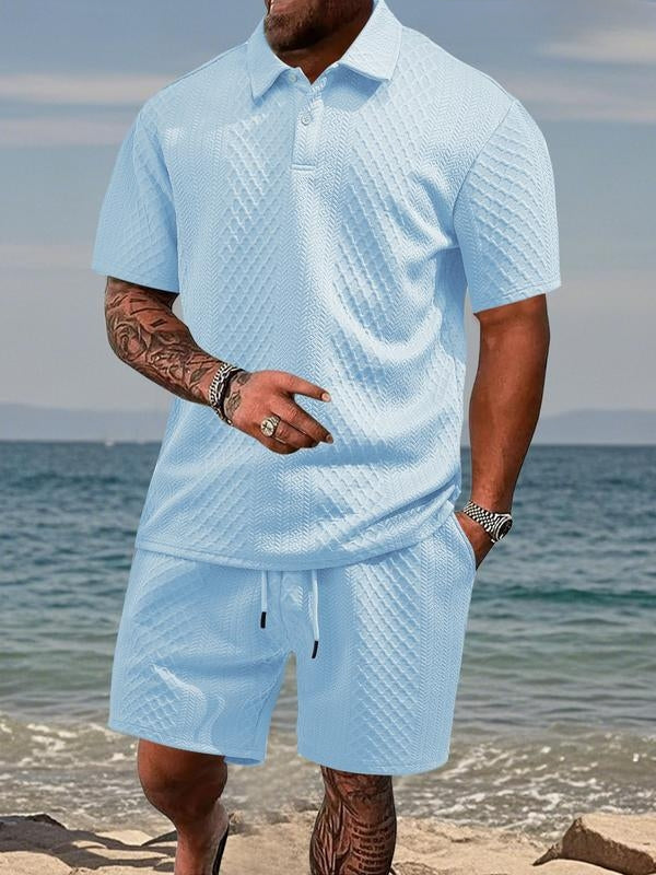 Textured Knit Summer Set for Men - Elena Harper
