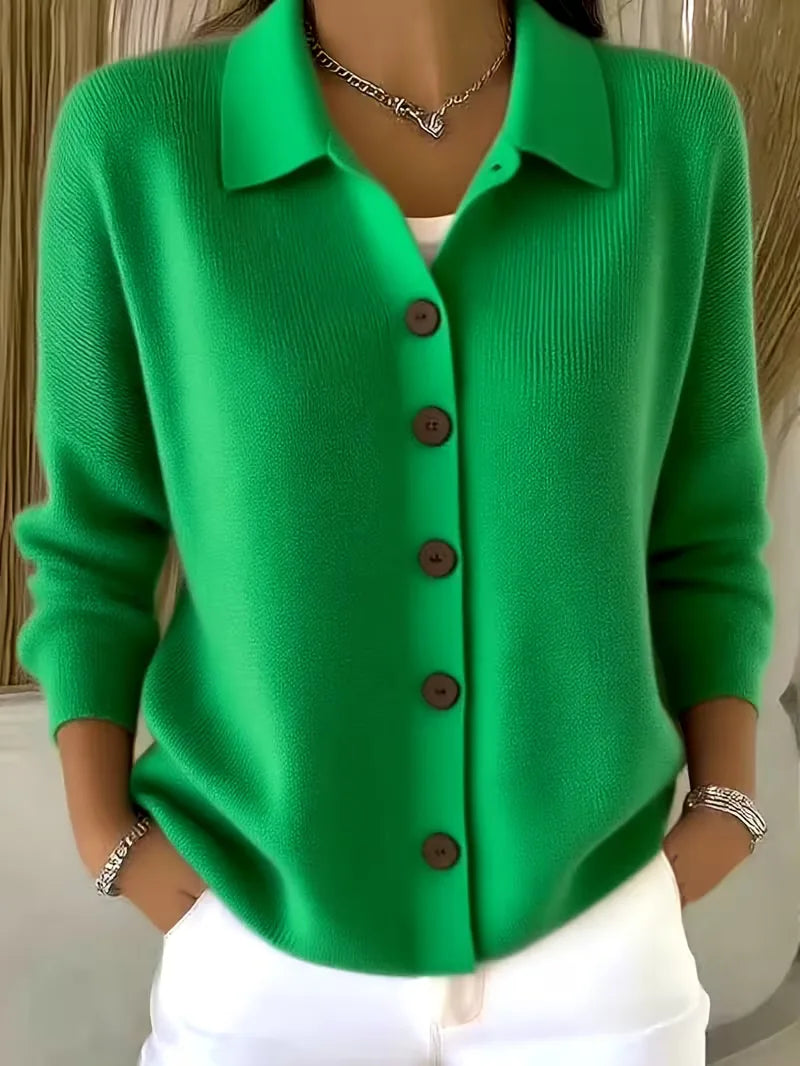 Caroline - Elegant Buttoned Cardigan with Shirt Collar