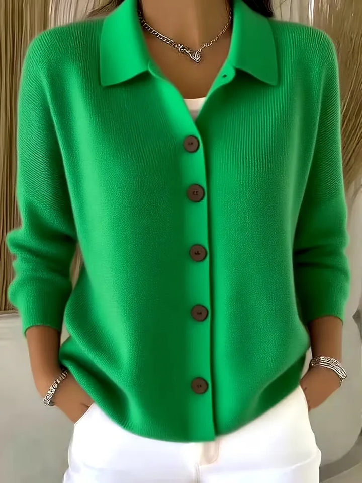 Caroline - Elegant Buttoned Cardigan with Shirt Collar