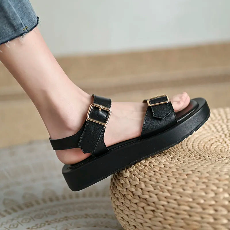 Katy New summer sandals with flat buckles and platforms for women, view 7 - Elena Harper