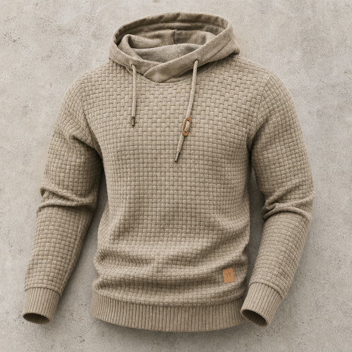 Cortina Waffle-Knit Cowl-Neck Pullover Hoodie