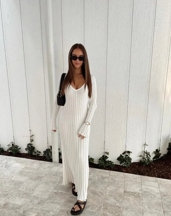 Women's Elegant Long Sleeve Midi Dress
