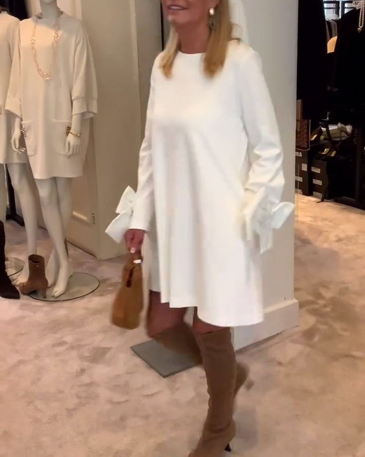 Nia Elegant Bow-sleeve Mini Dress - Elena Harper