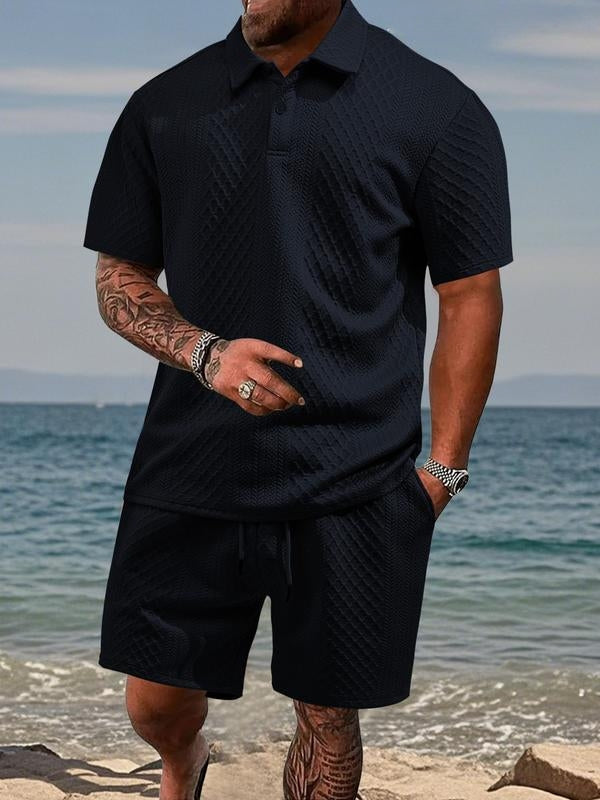 Textured Knit Summer Set for Men - Elena Harper
