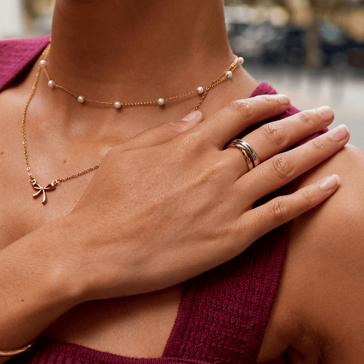 Elena Stylish Three-Color Triple Ring, view 5 - Elena Harper