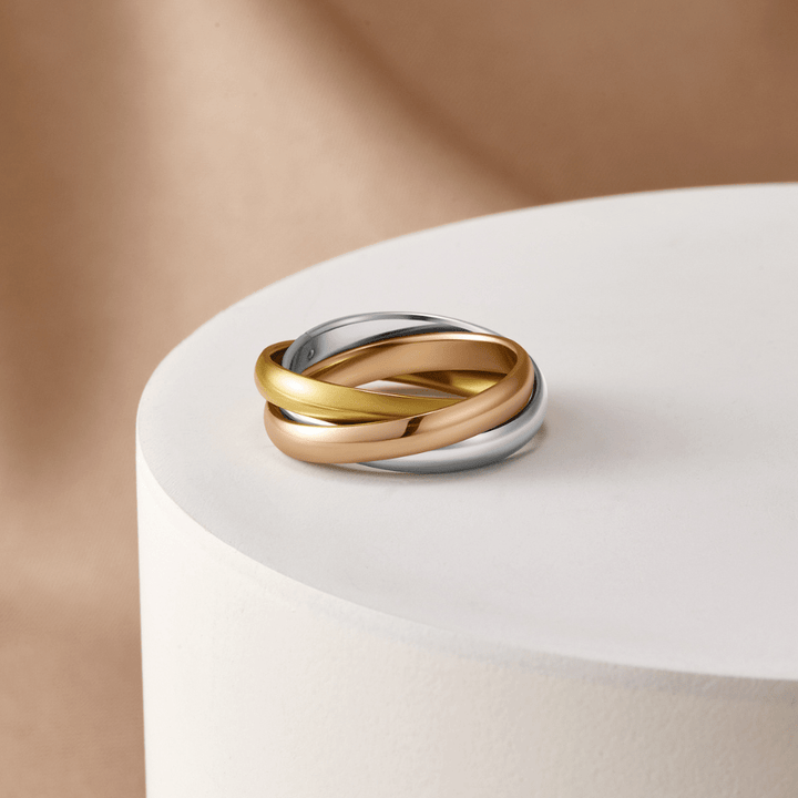 Elena Stylish Three-Color Triple Ring, view 4 - Elena Harper