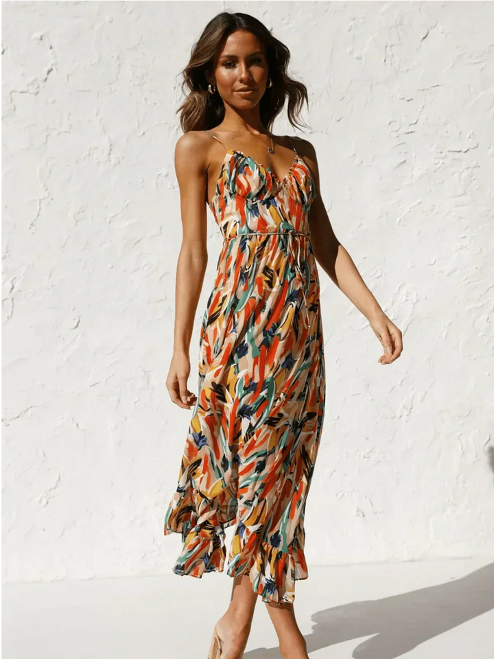 Chiara Colorful Midi Dress for Women Summer Elegance - Elena Harper