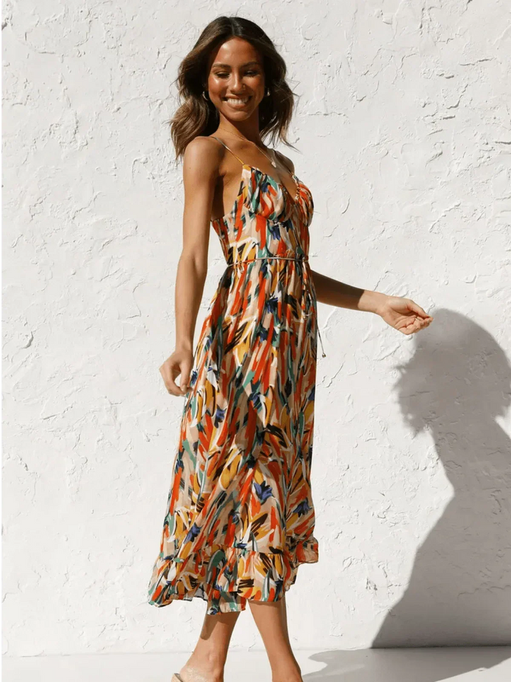 Chiara Colorful Midi Dress for Women Summer Elegance - Elena Harper