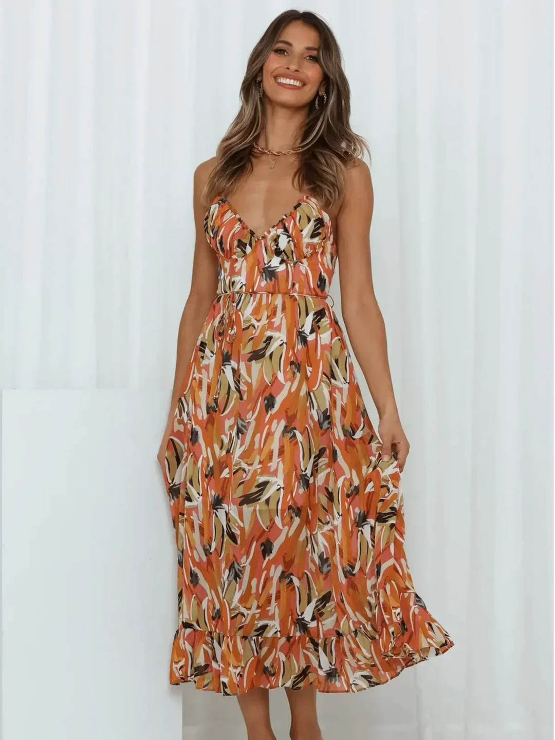 Chiara Colorful Midi Dress for Women Summer Elegance - Elena Harper