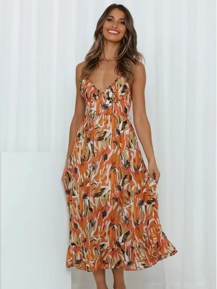 Chiara Colorful Midi Dress for Women Summer Elegance - Elena Harper