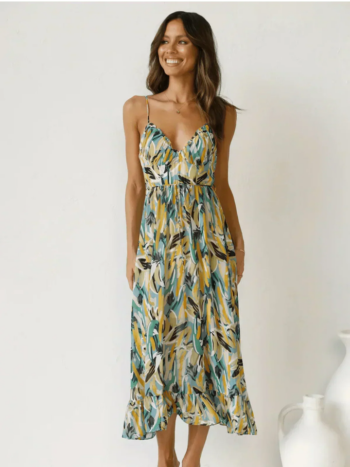 Chiara Colorful Midi Dress for Women Summer Elegance - Elena Harper