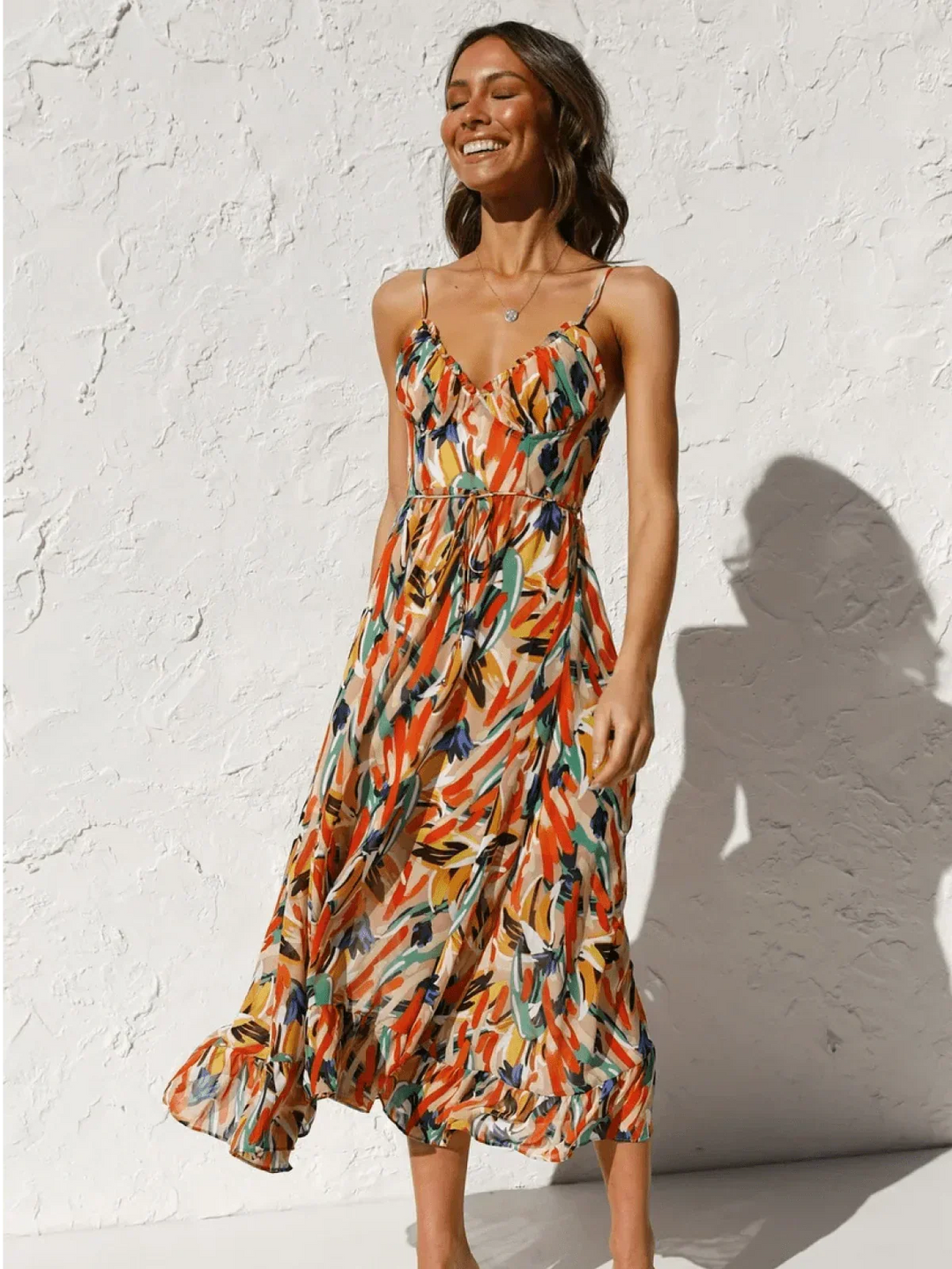 Chiara Colorful Midi Dress for Women Summer Elegance - Elena Harper