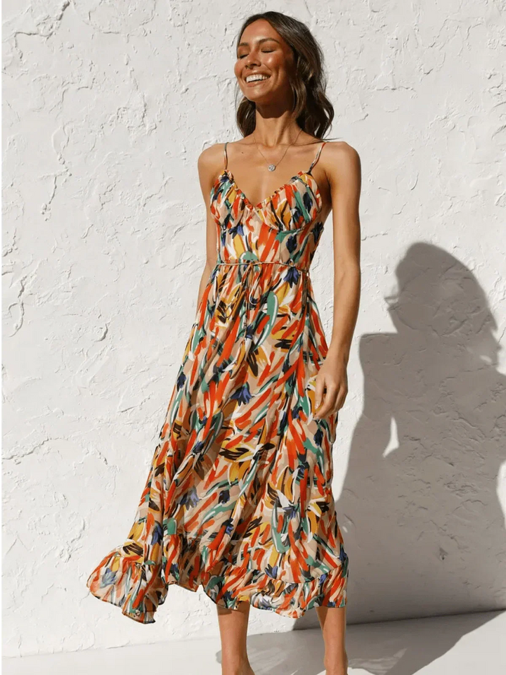 Chiara Colorful Midi Dress for Women Summer Elegance - Elena Harper