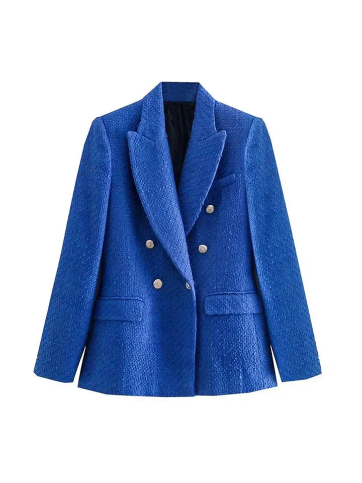 Chic structured women's blazer with refined double button closure, view 5 - Elena Harper