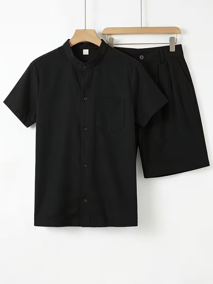 Men's Mandarin Collar Shirt Set