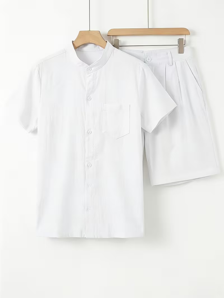 Men's Mandarin Collar Shirt Set