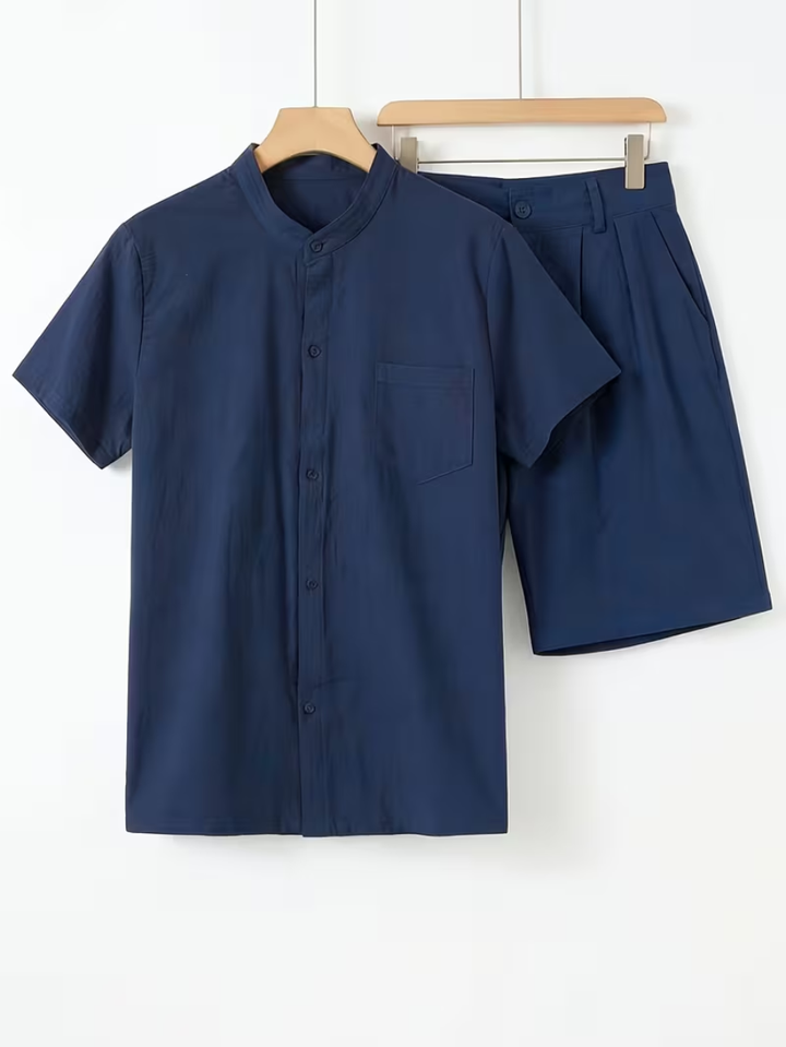 Men's Mandarin Collar Shirt Set