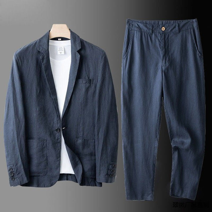 Men's Two-Piece Linen Look Suit, Straight Cut - Elena Harper