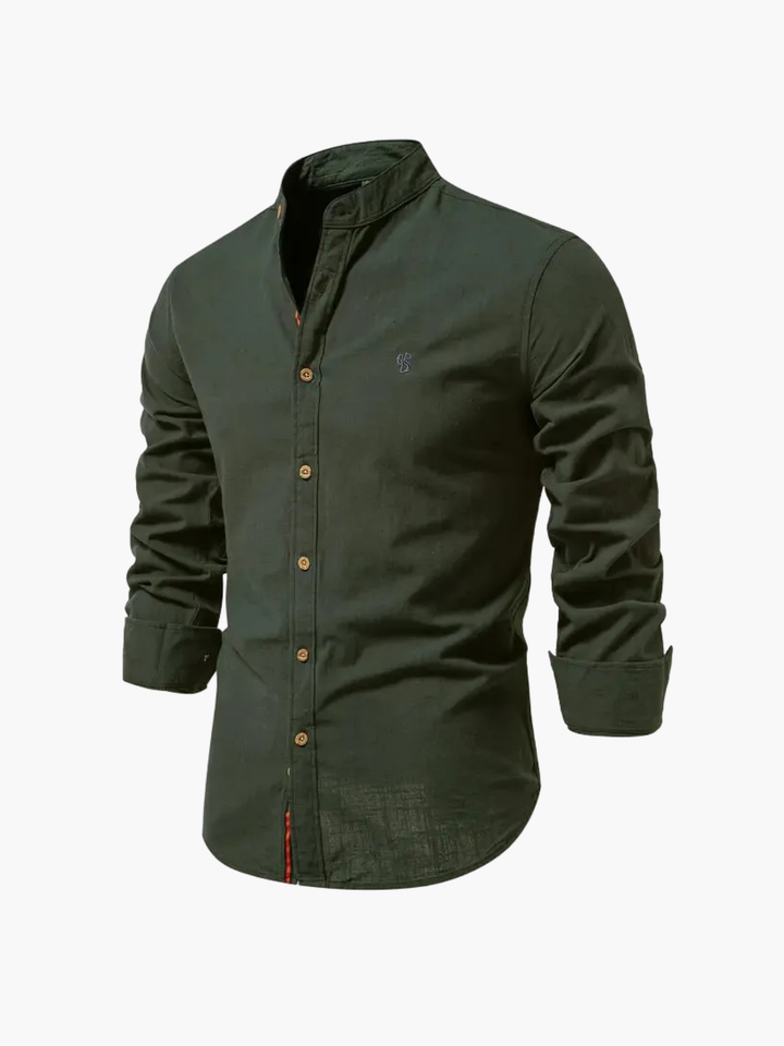 Shirt and Trouser Set with Mandarin Collar