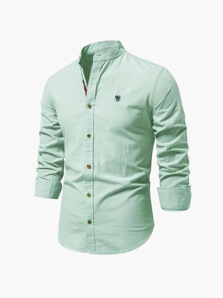 Shirt and Trouser Set with Mandarin Collar