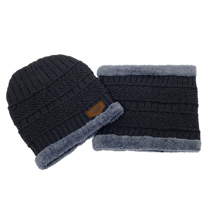 Men's Knit Beanie and Neck Warmer Set - Elena Harper