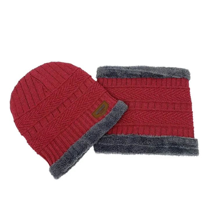 Men's Knit Beanie and Neck Warmer Set - Elena Harper