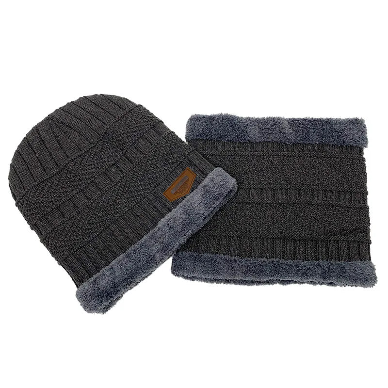 Men's Knit Beanie and Neck Warmer Set - Elena Harper
