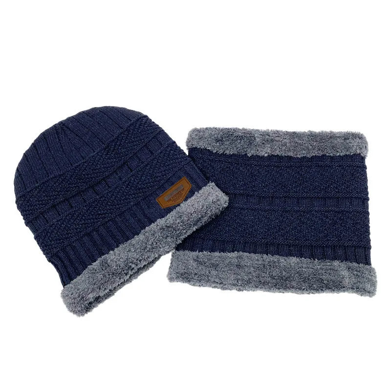 Men's Knit Beanie and Neck Warmer Set - Elena Harper