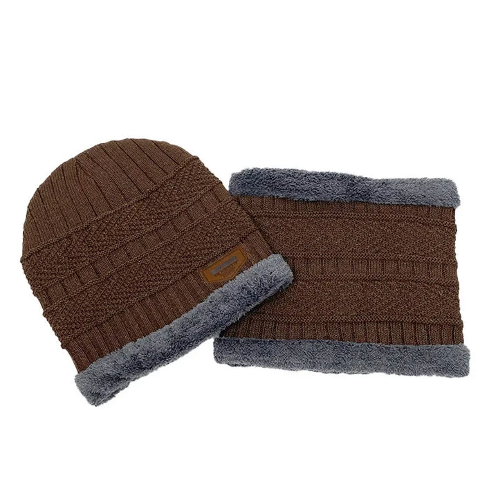 Men's Knit Beanie and Neck Warmer Set - Elena Harper