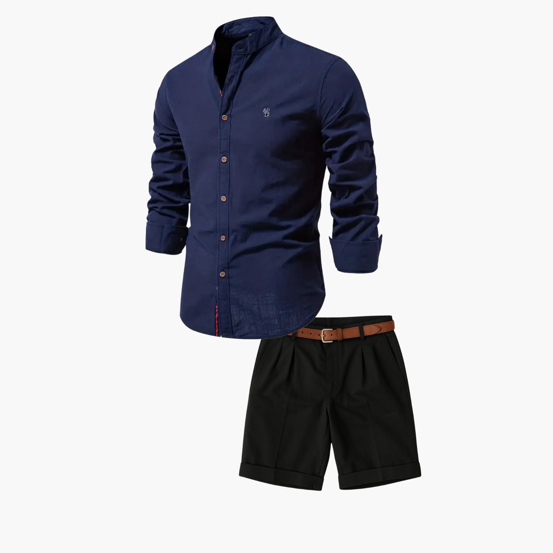 Men's Button-Up Shirt and Shorts Set