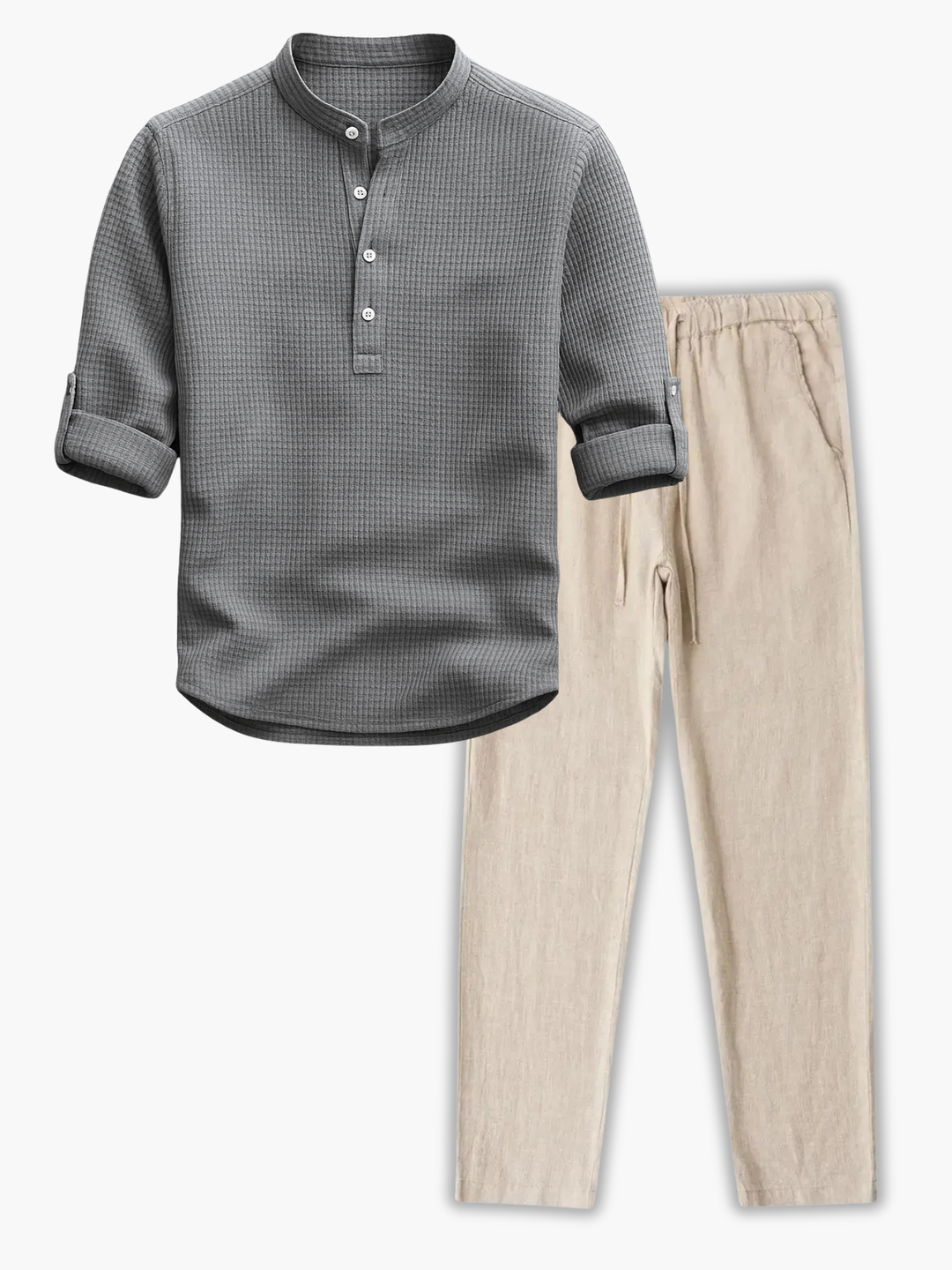 Men's Textured Shirt Set