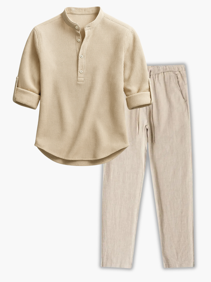 Men's Textured Shirt Set