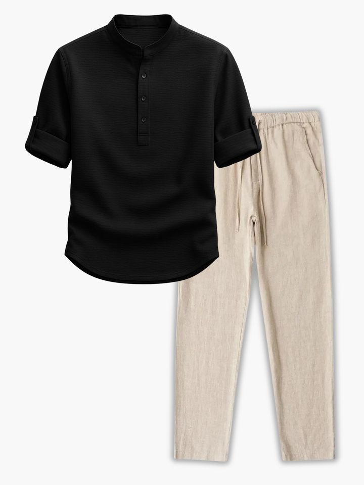 Men's Textured Shirt Set